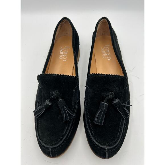 Franco Sarto Suede Loafer Womens 8.5 Black Tassel Dark Academia Preppy Corpcore - Picture 3 of 10